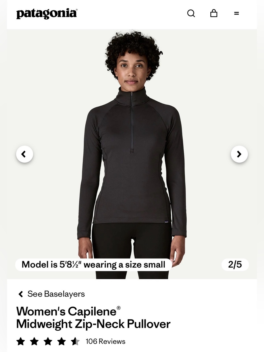 Women's Patagonia Capilene Midweight Zip-Neck Pullover. Small. Like New. - Picture 2 of 7